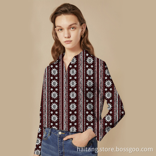 Digital Printing Fabric Polyester Blend Shirts Woven Garment